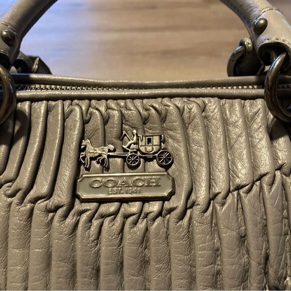 Coach Grey Leather Madison Gathered Sophia Satchel EUC - Picture 3 of 16